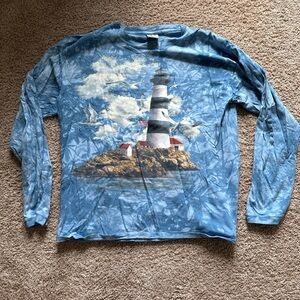 Blue Tie-Dye Lighthouse Long Sleeve Shirt